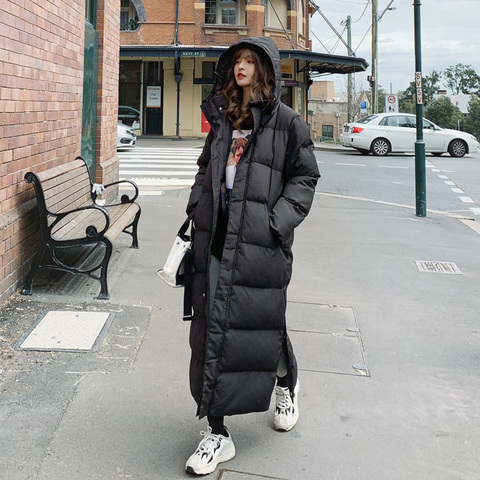 Chaqueta larga de invierno para mujer, Parka con dobladillo Extra Maxi, abrigo largo de X, talla grande, ropa de mujer, prendas de vestir exteriores vegana de algodón, capucha de plumón ► Foto 1/6