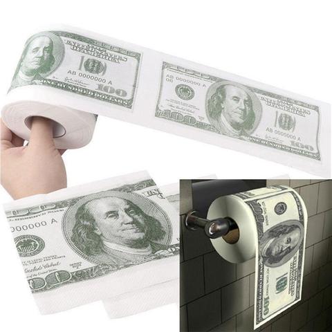 Rollo de papel higiénico de 2 capas para baño, rollo de papel higiénico de 100 dólares, para el hogar ► Foto 1/6