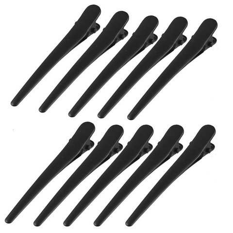 Pinzas para el pelo de cocodrilo de plástico negro, accesorios para el cabello, horquillas de Herramienta de Peinado para peluquería, 10 Uds. ► Foto 1/3