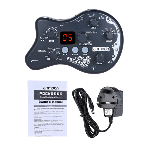 Ammoon PockRock-Pedal de efecto de procesador de múltiples efectos para guitarra portátil, 15 tipos de efectos, 40 ritmos de tambor, función de afinación ► Foto 1/6