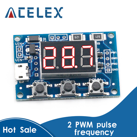 DC 5-30V Micro USB 5V potencia independiente PWM generador de 2 canales de doble vía Digital LED ciclo de trabajo módulo de la placa de frecuencia de pulso ► Foto 1/6