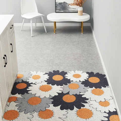 Daisy flor patrón puerta Mat alfombra de PVC seda lazo Anti-slip cortado felpudo para el hogar habitación sala de porche de entrada Mat alfombra ► Foto 1/6