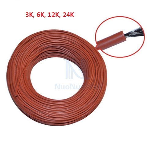 Hilo de calefacción de fibra de carbono, 3K, 6K, 12K, 24K, 20M, Cable de calefacción para invernadero familiar, Cable eléctrico para suelo cálido ► Foto 1/6