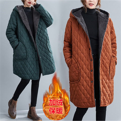 Chaqueta de talla grande para mujer, ropa acolchada de algodón, acolchada, de terciopelo, gruesa, a prueba de frío, con capucha suave, de invierno, y810 ► Foto 1/6