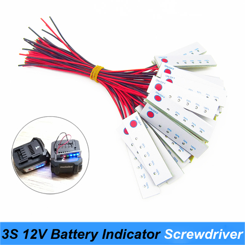 Indicador de capacidad de batería de litio para destornillador, 2S, 3S, 4S, 5S, 6S, 8,4 V, 12,6 V, 16,8 V, 21V, 24V, 12V, indicador de capacidad de batería de litio ► Foto 1/6