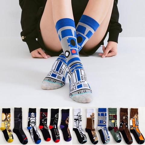 Calcetines con LOGO simétrico de Disney Marvel para Skateboard, medias de Serie de Star Wars informales con LOGO de samurái negro para las cuatro estaciones, regalos de navidad ► Foto 1/6