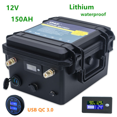 Paquete de batería de litio de 12V, batería de iones de litio impermeable de 150AH, 12v, 150ah para inversor, carrito de golf, RV, barco, MPPT Solar,etc. ► Foto 1/6