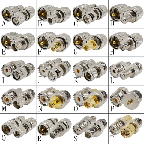 Cubierta del adaptador UHF PL259 RF a SMA adaptador SO239 UHF a BNC/TNC/F adaptador conector de RF convertidor de prueba recta, 2 uds. ► Foto 1/6