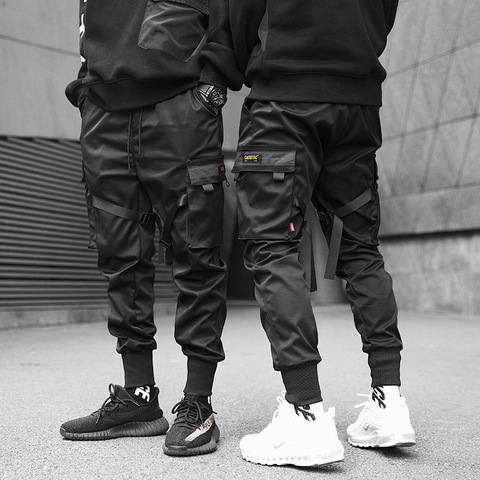 Otoño de Hip Hop para Hombre pantalones Cargo para Hombre Harajuku táctico, los hombres de pantalones Harem pantalones cintas negro Pebcil Pantalones Hombre ► Foto 1/6