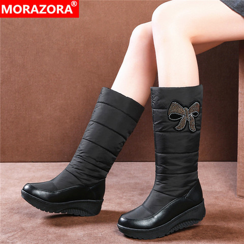 MORAZORA 2022 nueva llegada abajo botas de nieve de las mujeres de piel gruesa de invierno cálido botas para mujer zapatos de plataforma zapatos impermeable mitad botas ► Foto 1/6