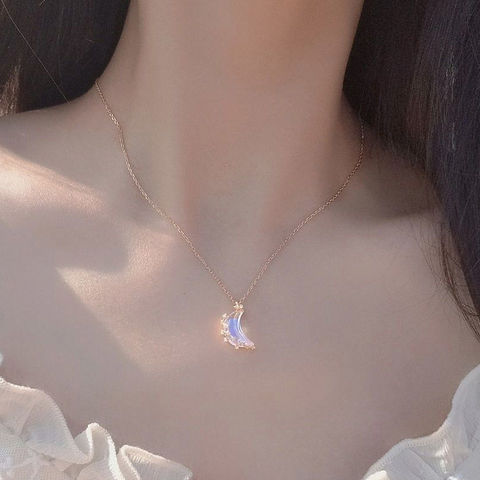 Collar de cadena de luna con decoloración brillante LATS, Colgante de Piedra collares luminosos creativos de Corea para mujer, regalos de joyería ► Foto 1/6