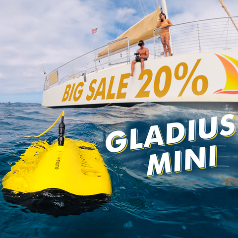 Dron inteligente de tamaño Mini con 5 propulsores, Dron submarino Gladius Mini de 100 metros con mochila gratis ► Foto 1/6