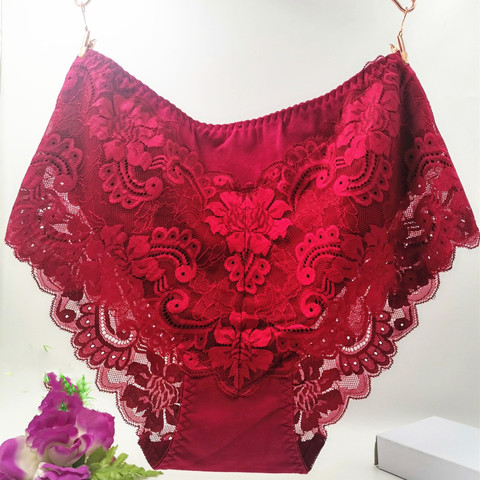 Calzoncillos de cintura alta para mujer, ropa interior de algodón transpirable, íntima de talla grande 6XL 7XL, bragas de encaje, novedad de 2022 ► Foto 1/6