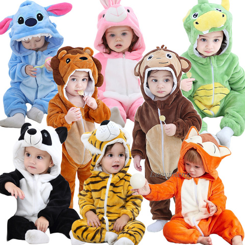 Kigurumi-peleles para bebés recién nacidos, pijamas para niños y niñas, viñetas de animales, mono con capucha, disfraces de León y mono, ropa de Cosplay para niños pequeños ► Foto 1/6