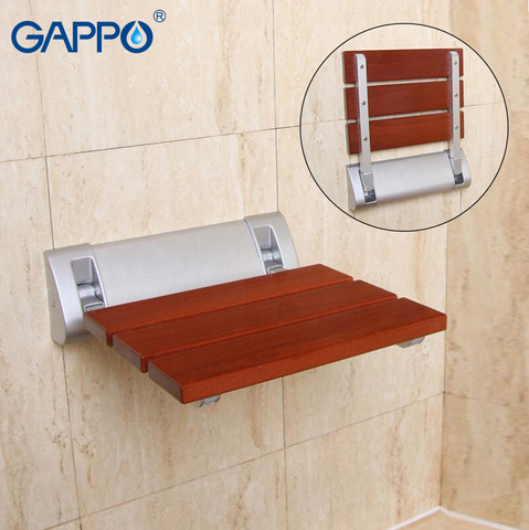 GAPPO-Asientos de ducha plegables para baño, taburete de ducha montado en la pared, ahorro de espacio, color negro ► Foto 1/3