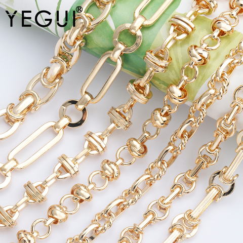 YEGUI-Accesorios de joyería hechos a mano, cadena de bricolaje, chapado en oro de 18k, 0,3 micras, fabricación de joyas, 1 m/lote ► Foto 1/6