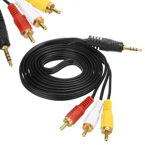 Mayitr 1,2 M 3,5mm conector macho a 3 RCA adaptador de alta calidad 3,5 a RCA macho Audio Video cable de Cable AV ► Foto 1/6