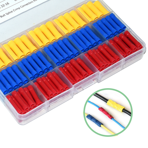 200 Uds conectores de crimpado de empalme a tope surtidos 10-22AWG, conectores de cable de Terminal recto eléctrico aislados BV1.25 BV2 BV5.5 ► Foto 1/6