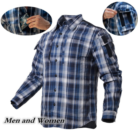 Camisa táctica a cuadros para exteriores para hombre y mujer, Camisa de manga larga para senderismo, Camping, pesca, entrenamiento de combate, uniforme militar, Primavera ► Foto 1/6