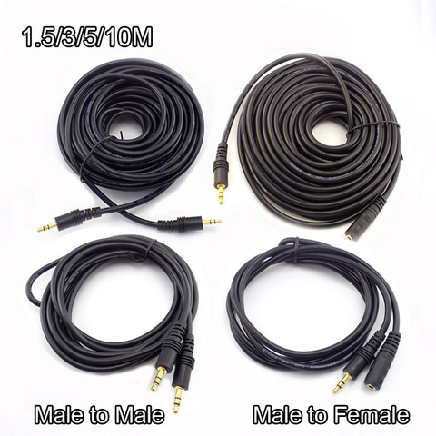 Toma de corriente macho a hembra, Cable de extensión auxiliar de Audio para ordenador, portátil, MP3/MP4, A7, 1,5/3/5/10M, 3,5mm ► Foto 1/6