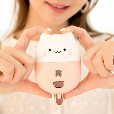 Mini humidificador Facial portátil con carga USB para gatos, alarma, fabricante de niebla, pulverizador, diseño de gato de dibujos animados, hace que se vea bonito y exquisito ► Foto 1/6