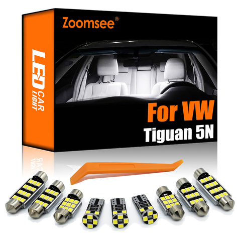 Zoomsee 13 Uds LED Interior para Volkswagen VW Tiguan 5N 2009-2015 Canbus bulbo del vehículo Domo Interior mapa luz de lectura lámpara Auto Kit ► Foto 1/6