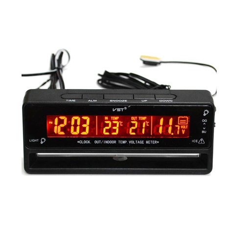 Reloj Digital LCD con retroiluminación para coche, termómetro automático para interior/exterior, reloj Digital, voltímetro de voltaje, Monitor de batería ► Foto 1/6