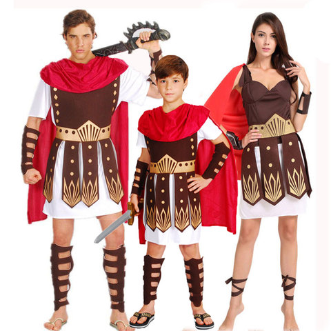 Umorden Halloween Purim adulto romano antiguo Guerrero griego gladiador traje Caballero Julio César trajes para hombres y mujeres par ► Foto 1/6