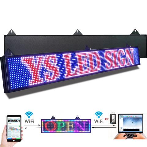 Letrero Led de 52x8 pulgadas, tablero de mensajes desplazable RGB, a todo Color, para publicidad, negocios, programable por WiFI, USB, P10 mm ► Foto 1/6