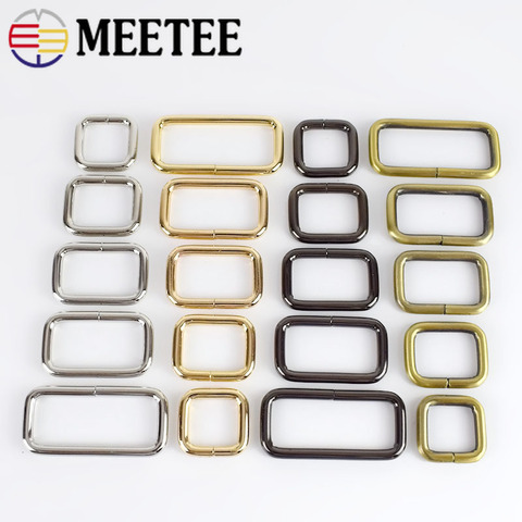 Meetee-hebillas rectangulares de Metal, correa de hebilla para cinta bolso de cierre Correa con Clips Ajustador, accesorios de Hardware DIY F4-5, 10 Uds. ► Foto 1/6