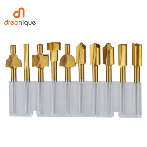 HSS Router Bits cortadora de madera fresado encaja Dremel conjunto de herramientas rotativas 10 Uds 1/8 