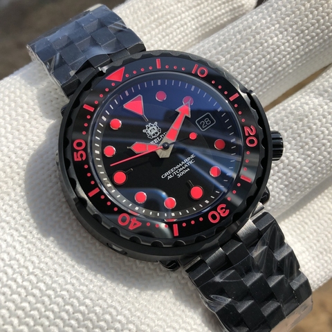 ¡Nuevo reloj de Steeldive! SD1975XP Japón Movimiento NH35 300M PVD impermeable Negro Acero inoxidable Rojo Reloj de buceo luminoso ► Foto 1/6