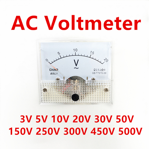 85L1 AC medidor de voltaje analógico Panel 3V 5V 10V 20V 50V 150V 250V 300V 500V de tensión mecánica voltímetro ► Foto 1/6