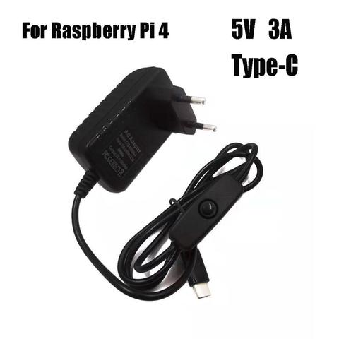 Fuente de alimentación tipo C para Raspberry Pi 4, adaptador de corriente de 5V 3A con interruptor de encendido/apagado, cargador para UE, EE. UU., AU y Reino Unido para Raspberry Pi 4 Modelo B ► Foto 1/5