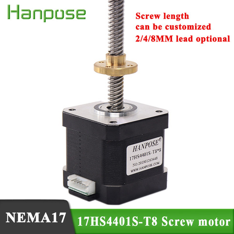 Motor paso a paso Nema17 de 40mm, 1,7a, 17HS4401S-T8, varilla de tornillo de 350mm, Motor Z lineal con tornillos trapezoidales de plomo para impresora 3D, Envío Gratis ► Foto 1/6