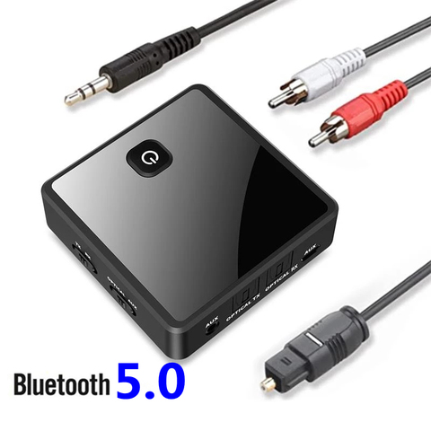 Adaptador receptor y transmisor inalámbrico Bluetooth 5,0 Adaptador de Audio SPDIF óptico AUX Jack de 3,5mm de baja latencia para PC, TV, altavoz de coche ► Foto 1/6