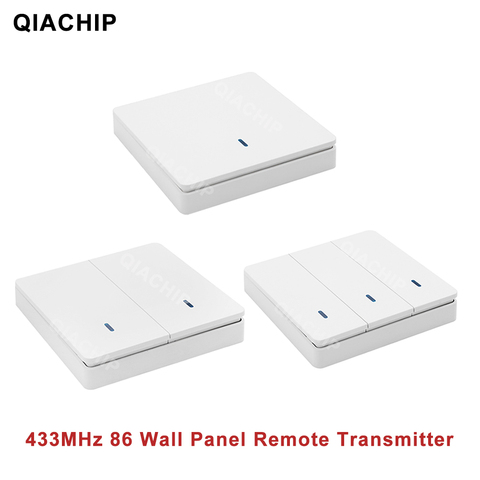 QIACHIP 433MHz Control remoto inalámbrico Universal 86 Panel de pared TRANSMISOR DE RF receptor tableta amortiguador Tech accesorio beige Rojo Negro compruebe Tartan tableta amortiguador botón para casa habitación interruptor de la luz ► Foto 1/6