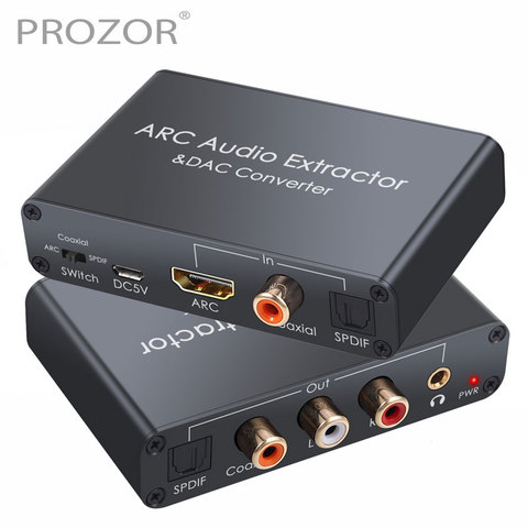 PROZOR-Convertidor de Audio DAC, HDMI, canal de retorno de Audio Digital, HDMI óptico SPDIF Coaxial a analógico, adaptador estéreo L/R de 3,5mm ► Foto 1/1