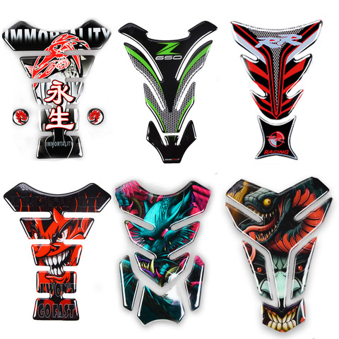 De la motocicleta Universal Protector para almohadilla de depósito 3D Dragón creativo calcomanía de espina de pescado de la etiqueta engomada para ZX6R Ninja Cbr Gsxr llavero gratis ► Foto 1/3