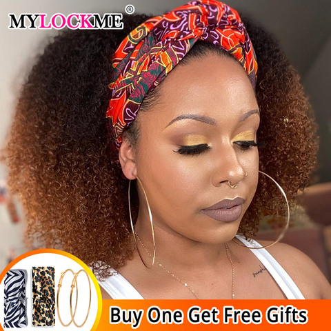 MYLOCKME-peluca con diadema de cabello humano Afro rizado, 180% Remy, Ombre 1b/30, cabello Natural brasileño sin costura ► Foto 1/6