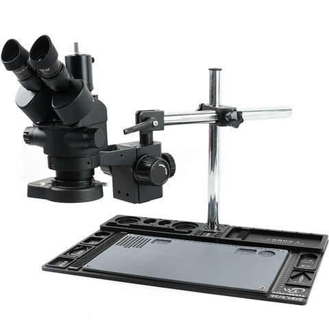 Microscopio estéreo Trinocular con Zoom continuo, plataforma de reparación de teléfono de 144 Anillo de luz LED para soldadura PCB, 3.5X-90X ► Foto 1/6