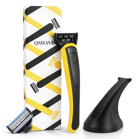 QShave-maquinilla de afeitar Manual de la serie Yellow para hombre, cuchilla estadounidense, soporte de maquinilla de afeitar a elección, regalo para el Día de San Valentín ► Foto 1/6