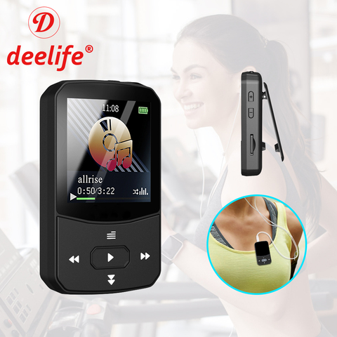 Deelife Mini Clip MP3 Player Bluetooth con Radio FM música para correr de e-book de vídeo portátil MP 3 del deporte del jugador ► Foto 1/6