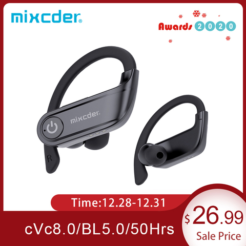 Mixcder-auriculares inalámbricos T2 con Bluetooth 5,0, dispositivo de audio deportivo, TWS, con micrófono y gancho para la oreja ► Foto 1/6
