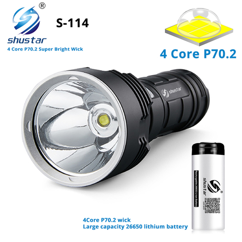 Linterna LED S114, superbrillante con 4 núcleos XHP70.2, farol LED S114, de luz intensa, 4 núcleos XHP70.2, táctica, resistente al agua, perfecto para acampar y cazar, luz ultrabrillante, cargador USB ► Foto 1/6