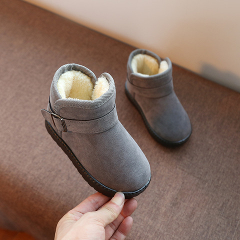 Mumoresip-botas para niños y niñas, botas para niños, botas de nieve para invierno, botas de goma con hebilla de algodón cálido, tela aterciopelada, interior suave ► Foto 1/6