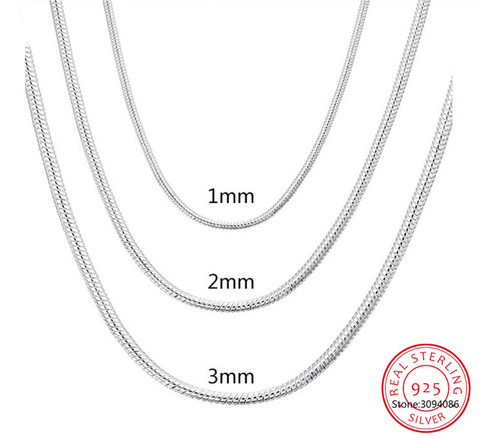 LEKANI-collar de cadena de serpiente para hombres y mujeres, Gargantilla de plata 925 de 1MM/2MM/3MM, joyería fina ► Foto 1/6