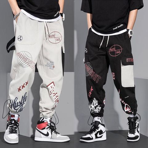 Pantalones Cargo de primavera y otoño para hombre, pantalón informal, Hip Hop, holgado, coreano, con cordón, para correr ► Foto 1/6