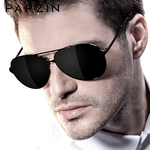 PARZIN-gafas de sol clásicas para hombre, diseño de marca, marco de aleación, piloto, polarizadas, para conducir, color negro, UV400 ► Foto 1/6