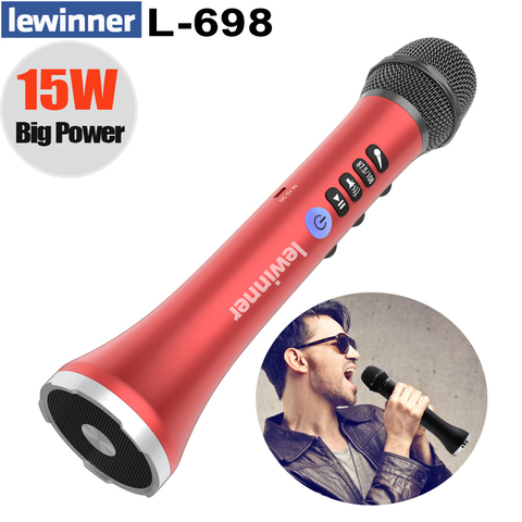 Lewinner profesional Karaoke micrófono altavoz inalámbrico portátil Bluetooth micrófono para teléfono iphone micrófono dinámico de mano ► Foto 1/6